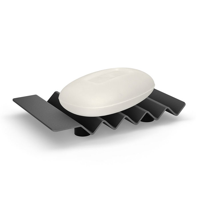 Zack Jabonera Opeta Negra para Secado Rápido con Pies de Goma Antirrayaduras 14x9.5x1.6 cm